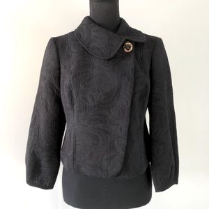 Women’s Guess Black Damask Floral Back Bow Cropped Blazer size M